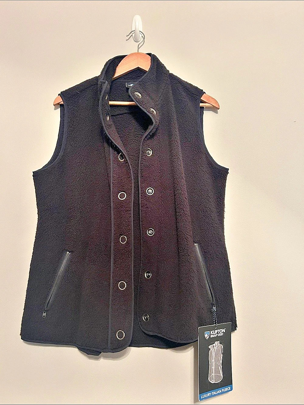Kuhl Alpenwurx Snap Vest Fleece Snap Vest in Black Size Large NWT